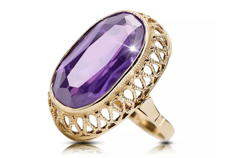 Alexandrite 14K Yellow gold Ring Vintage vrc129y